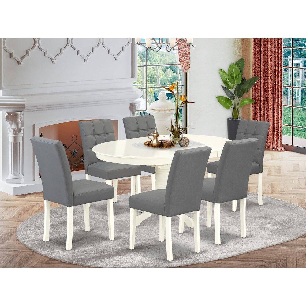 Alt View 10. East West Furniture - 7 Piece Kitchen Table Set consists A Wood Table - White.