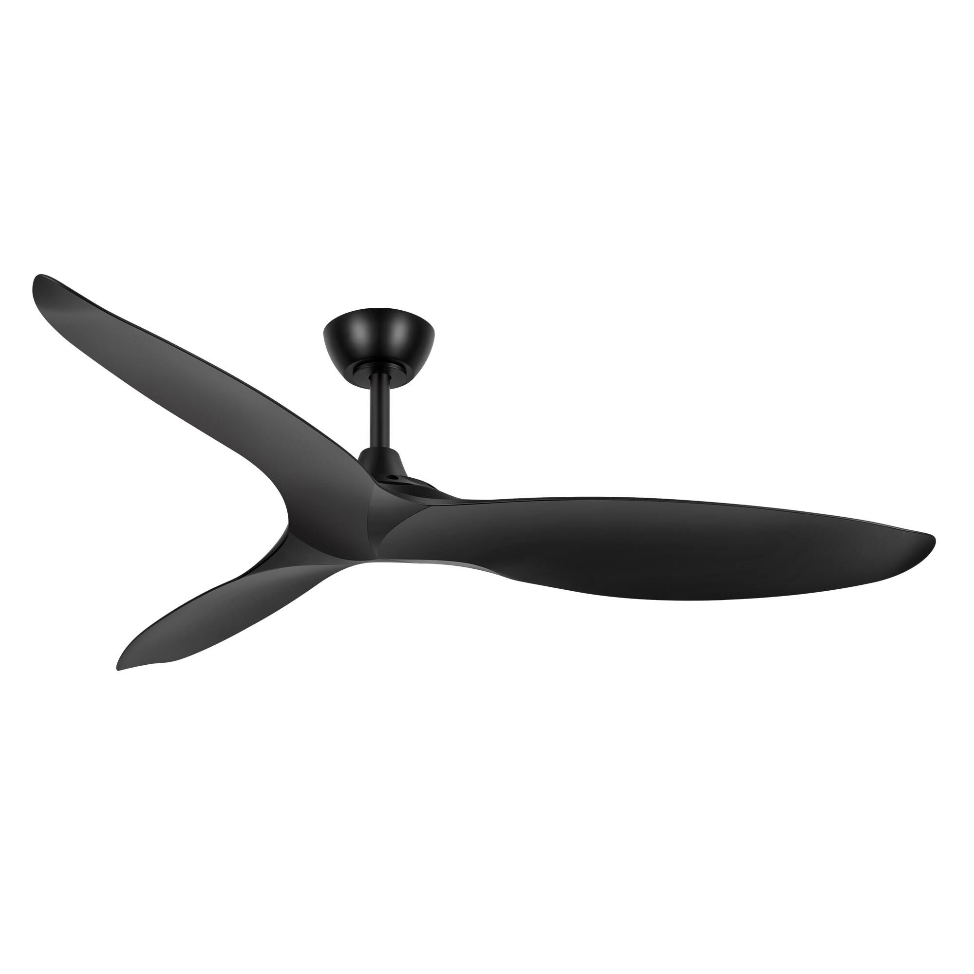 Angle. Breezary - 56-Inch Indoor Ceiling Fan with 3 ABS Blades, 5’’ & 10’’ Downrods,  Reversible DC Motor, 6-Speed Remote Control - Matte Black.