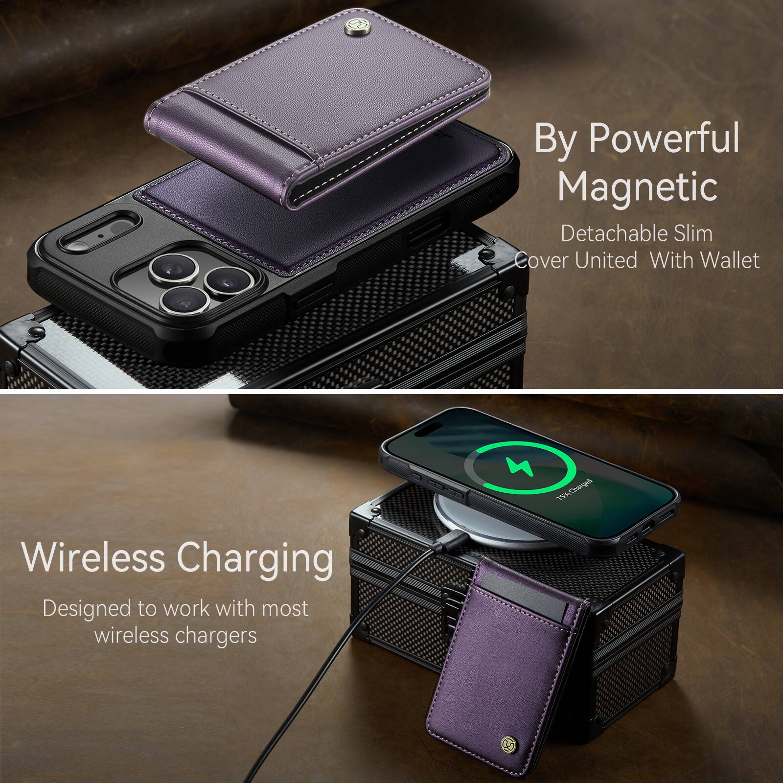 By Powerful Magnetic Detachable Slim Cover United With Wallet

Wireless Charging
Designed to work with most wireless chargers