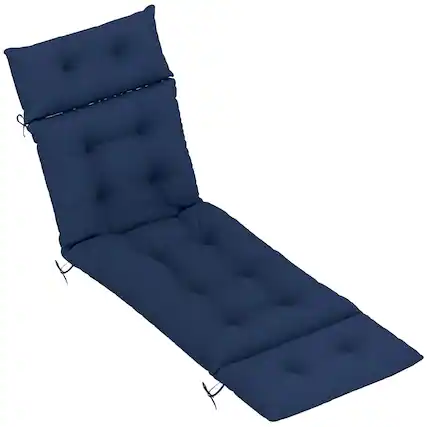 Front. Outsunny - Patio Lounge Chair Cushion, Tufted Thick Outdoor Chaise Lounge Cushion with Ties, 74.8 in. x 22 in. x 4 in. - Blue.