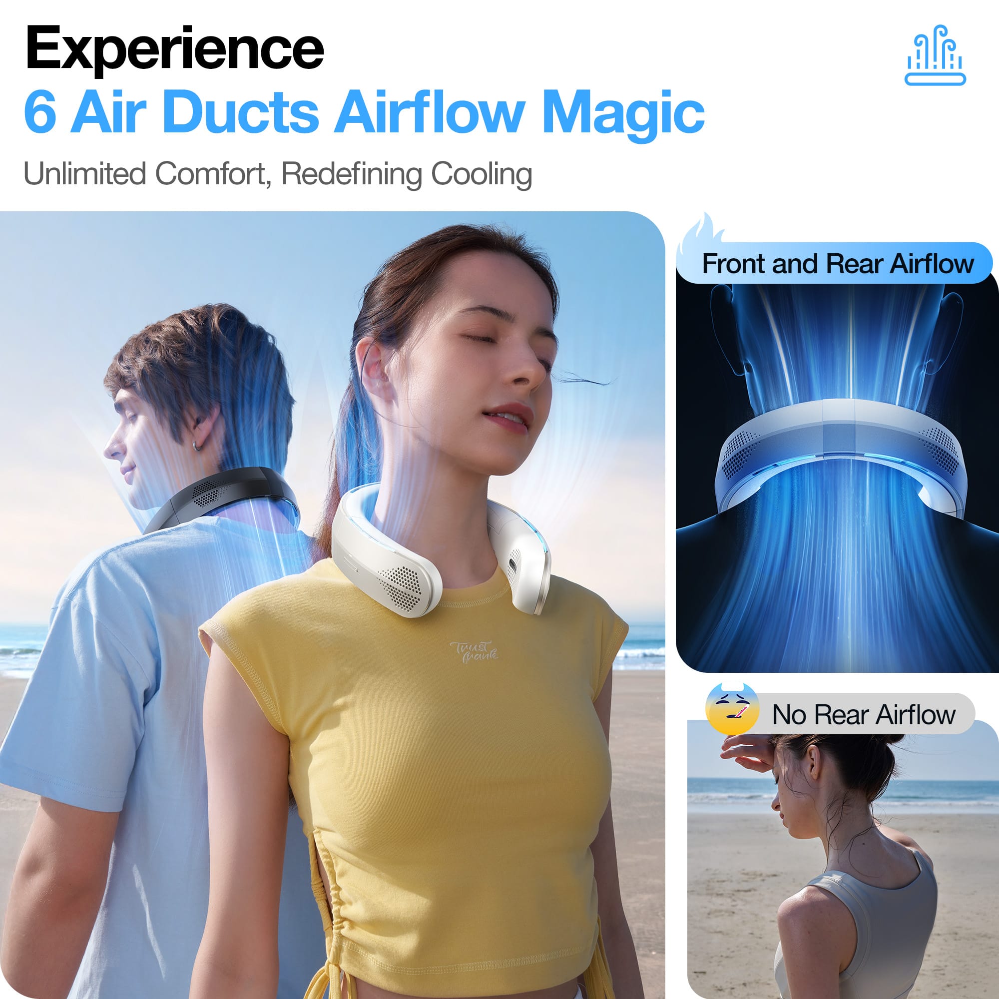 Experience 6 Air Ducts Airflow Magic: Unlimited Comfort, Redefining Cooling with Front and Rear Airflow Technology. No Rear Airflow.