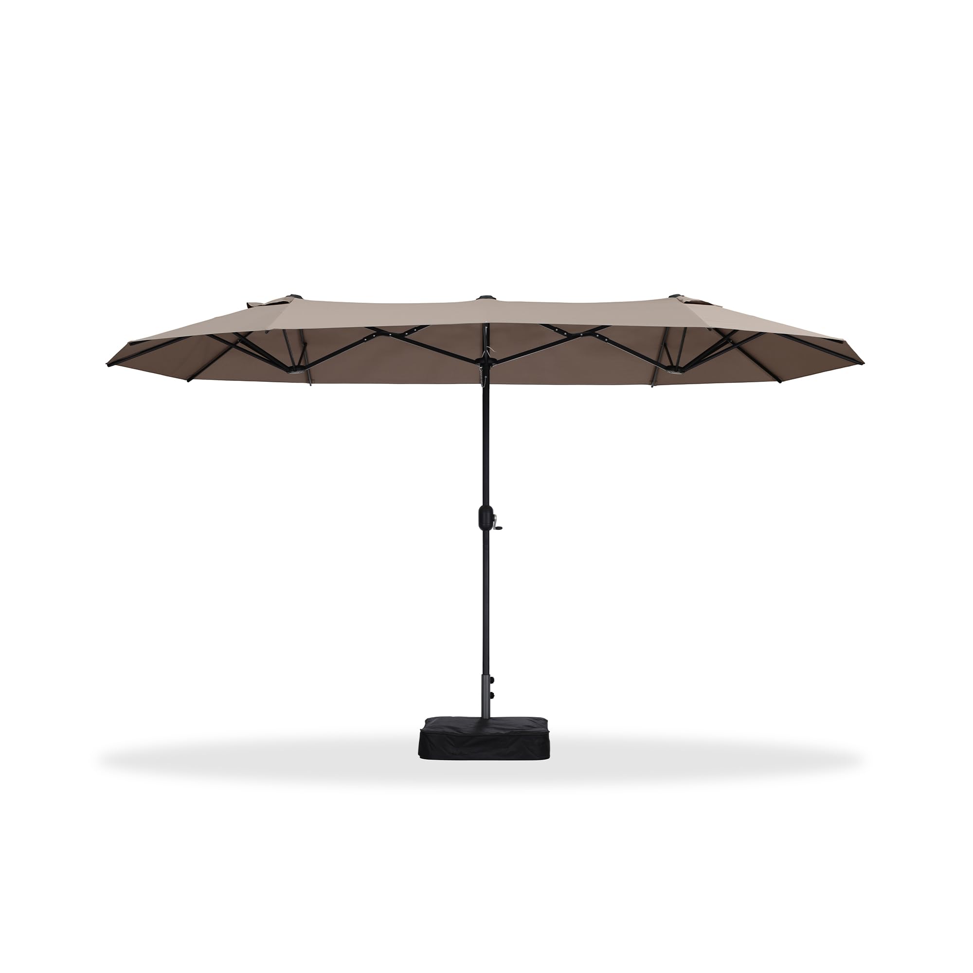 Alt View 7. PURPLE LEAF - 13 ft. Patio Market Umbrella with Base Double-Sided Outdoor Table Sun Umbrellas with Crank for Pool Beach Deck Backyard - Taupe.