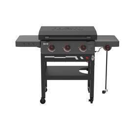 FEASTO - 28-Inch 3-Burner Propane Gas Griddle with 13,000 BTU Side Burner and Hood - Black