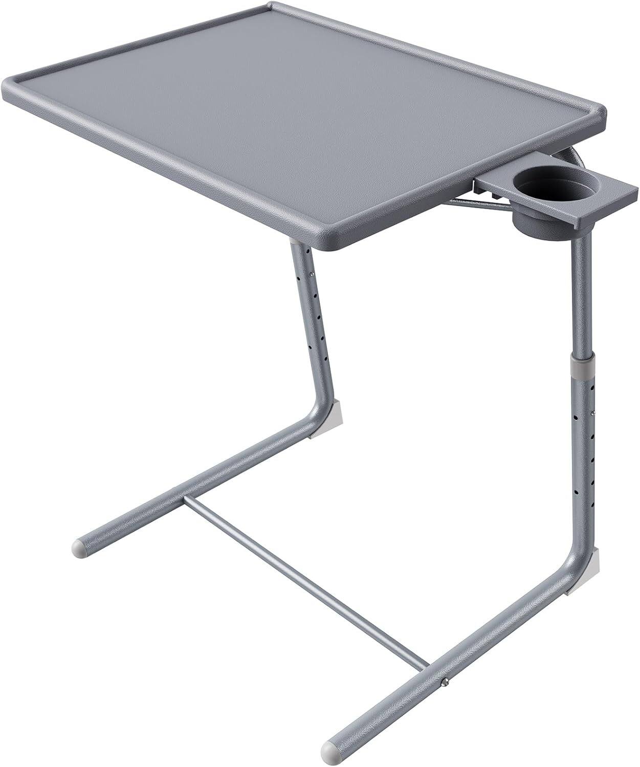Alt View 7. HUANUO - Foldable Adjustable TV Tray for Bed & Sofa, 6 Height and 3 Tilt Angle Adjustable Dinner Table - Gray.