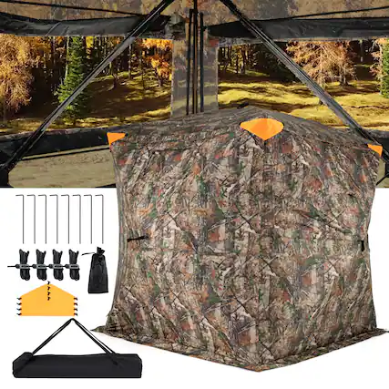 Front. Costway - Costway Hunting Blind 270° Silent See-Through with 90° Full-Open Swing Door Sliding Windows - Camouflage.
