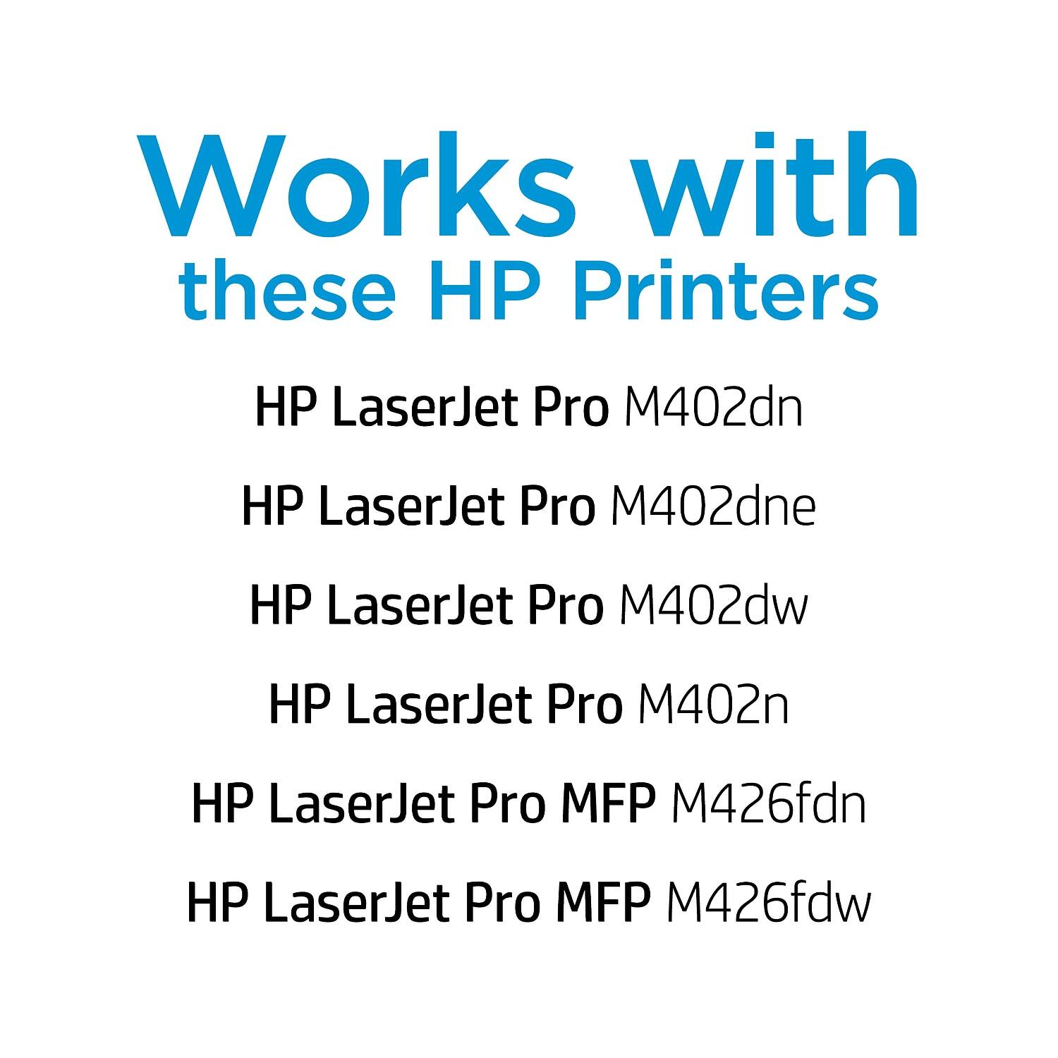 Works with these HP Printers

- HP LaserJet Pro M402dn
- HP LaserJet Pro M402dne
- HP LaserJet Pro M402dw
- HP LaserJet Pro M402n
- HP LaserJet Pro MFP M426fdn
- HP LaserJet Pro MFP M426fdw