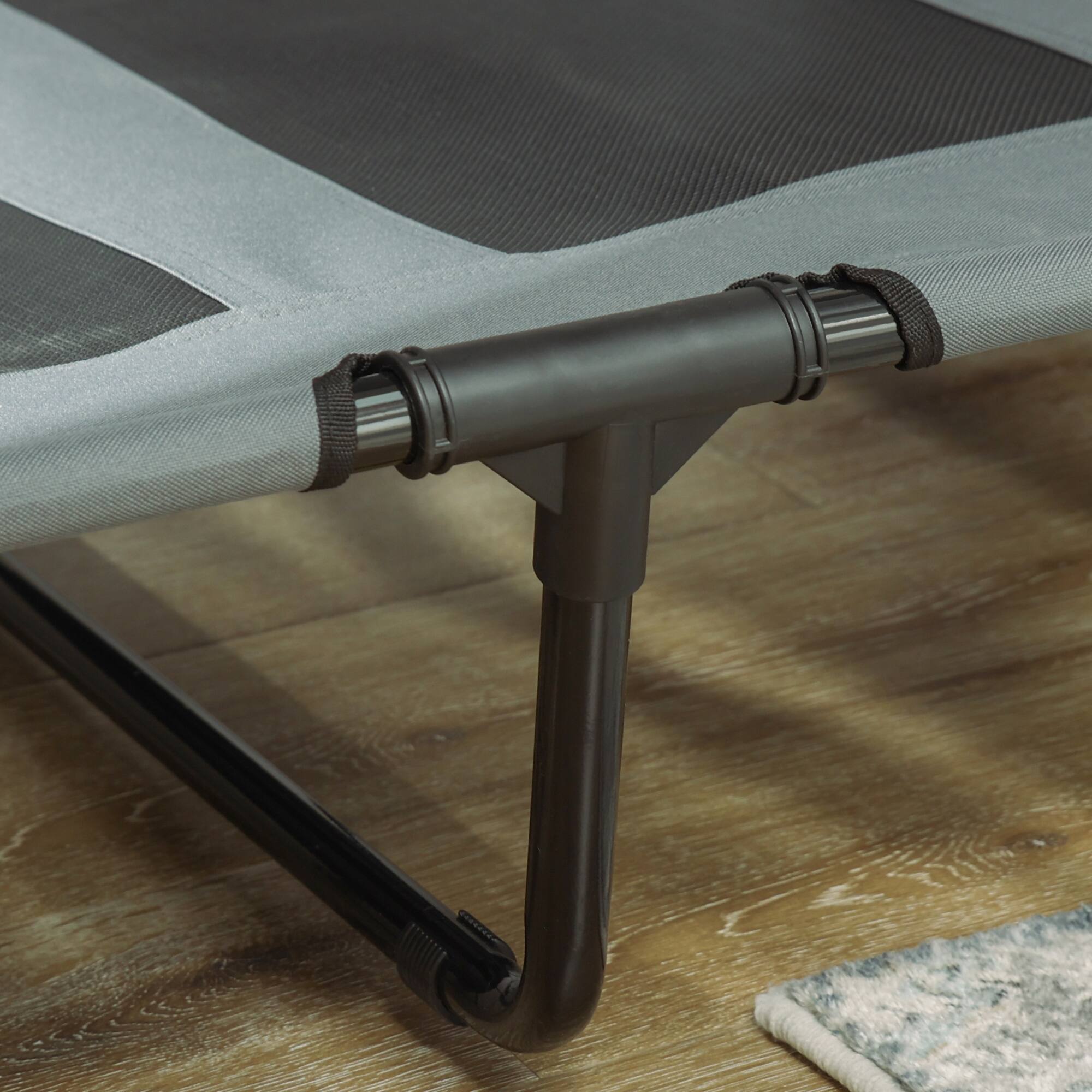 Alt View 5. Pawhut - Elevated Dog Bed with Canopy, Outdoor Cot with UV Protection Canopy Shade, 48 inch Large Pet Bed for Camping - Grey.