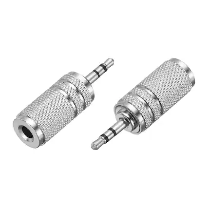 Front. Unique Bargains - 2pcs TRS2.5mm Male to 3.5mm Female Adapter Stereo Zinc Alloy Nickel Plating for Audio HP/MP3/MP4/PC/Car Signal Conv - Silver.
