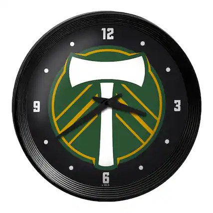 Front. The Fan-Brand - Portland Timbers 15" Ribbed Frame Wall Clock - Multicolor.