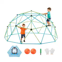 Glintex - 10FT Kids Climbing Dome, 1000LBS Geometric Playground with Net and Basketballs for Outdoor Play
