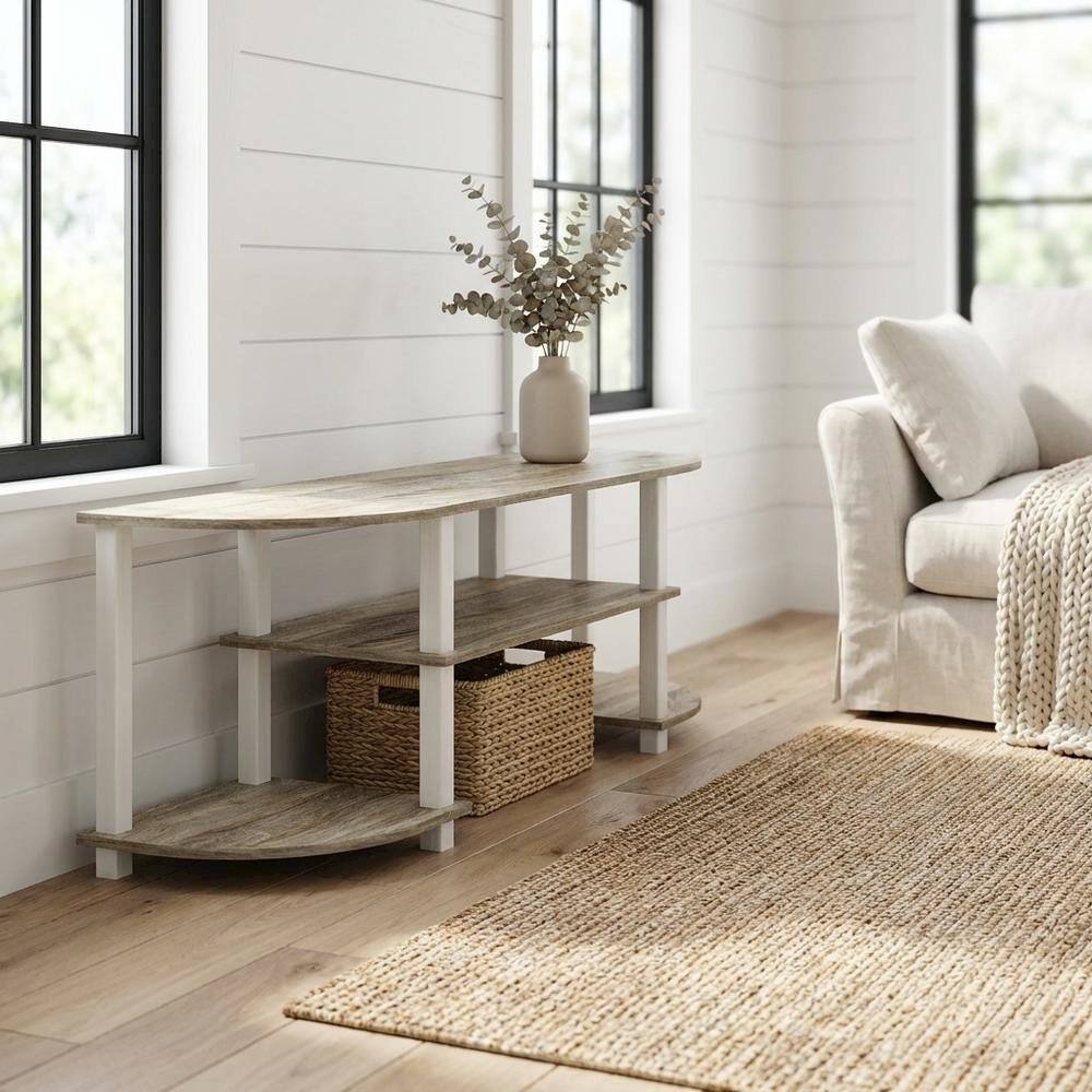 Alt View 1. FurniFact - Wood TV Stand with Sonoma Oak/White Finish for Entertainment Center - Bige White.