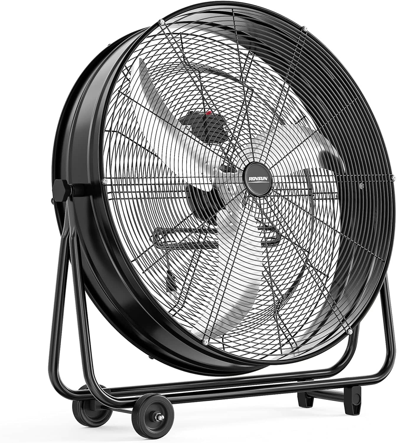 Winado - 30 Inch High Velocity Drum Fan, 13000CFM Industrial Metal Floor Fan with Handle, Heavy Duty, 3-Speed, 360° Tilt - Black
