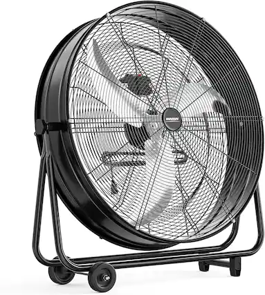 Front. Winado - 30 Inch High Velocity Drum Fan, 13000CFM Industrial Metal Floor Fan with Handle, Heavy Duty, 3-Speed, 360° Tilt - Black.