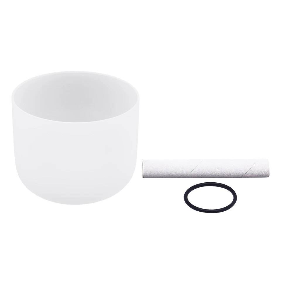 Alt View 2. Home Collection - 8 Inch F Note Chakra Crystal Singing Bowl for Meditation and Sound Therapy - Frosted White.