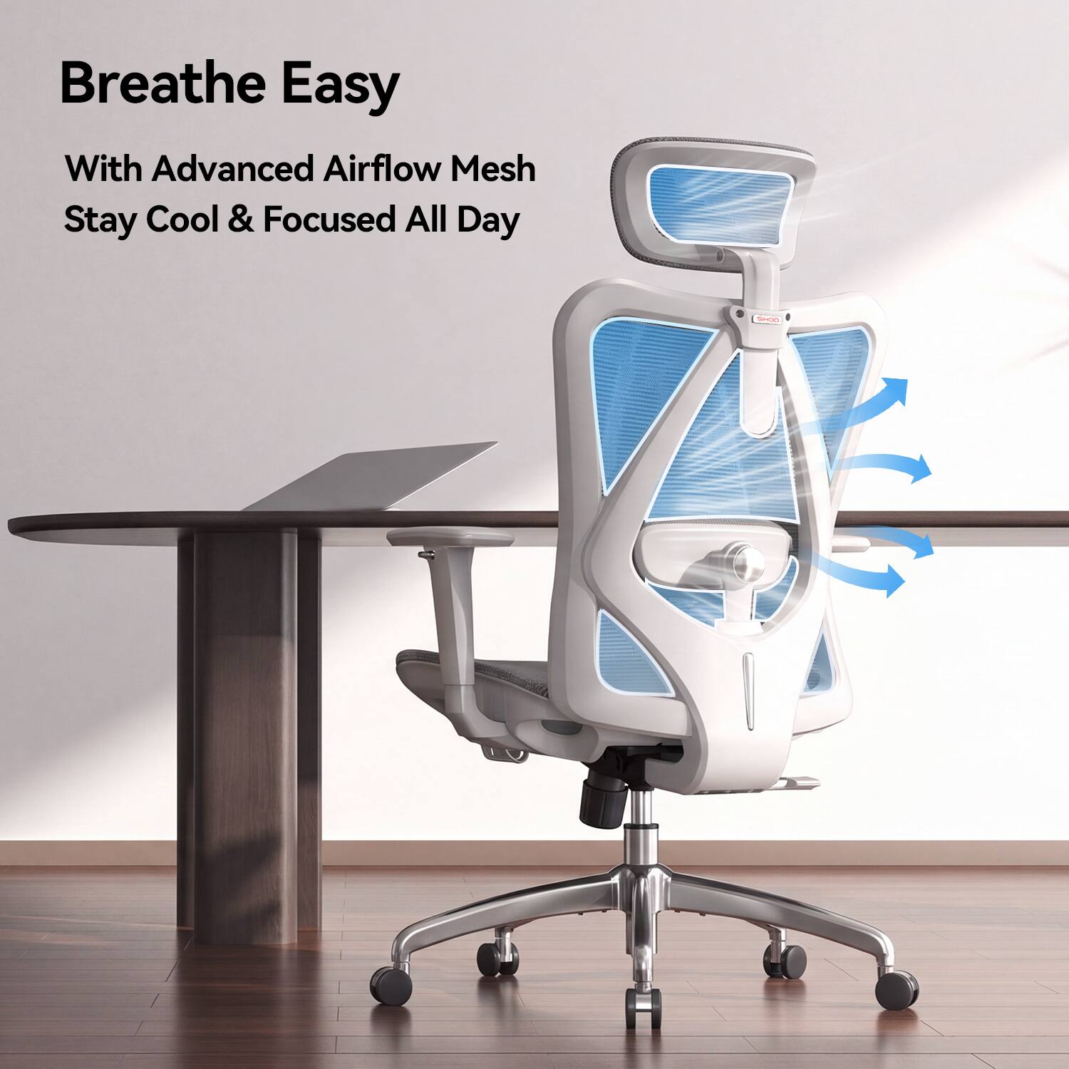 Breathe Easy With Advanced Airflow Mesh Stay Cool & Focused All Day