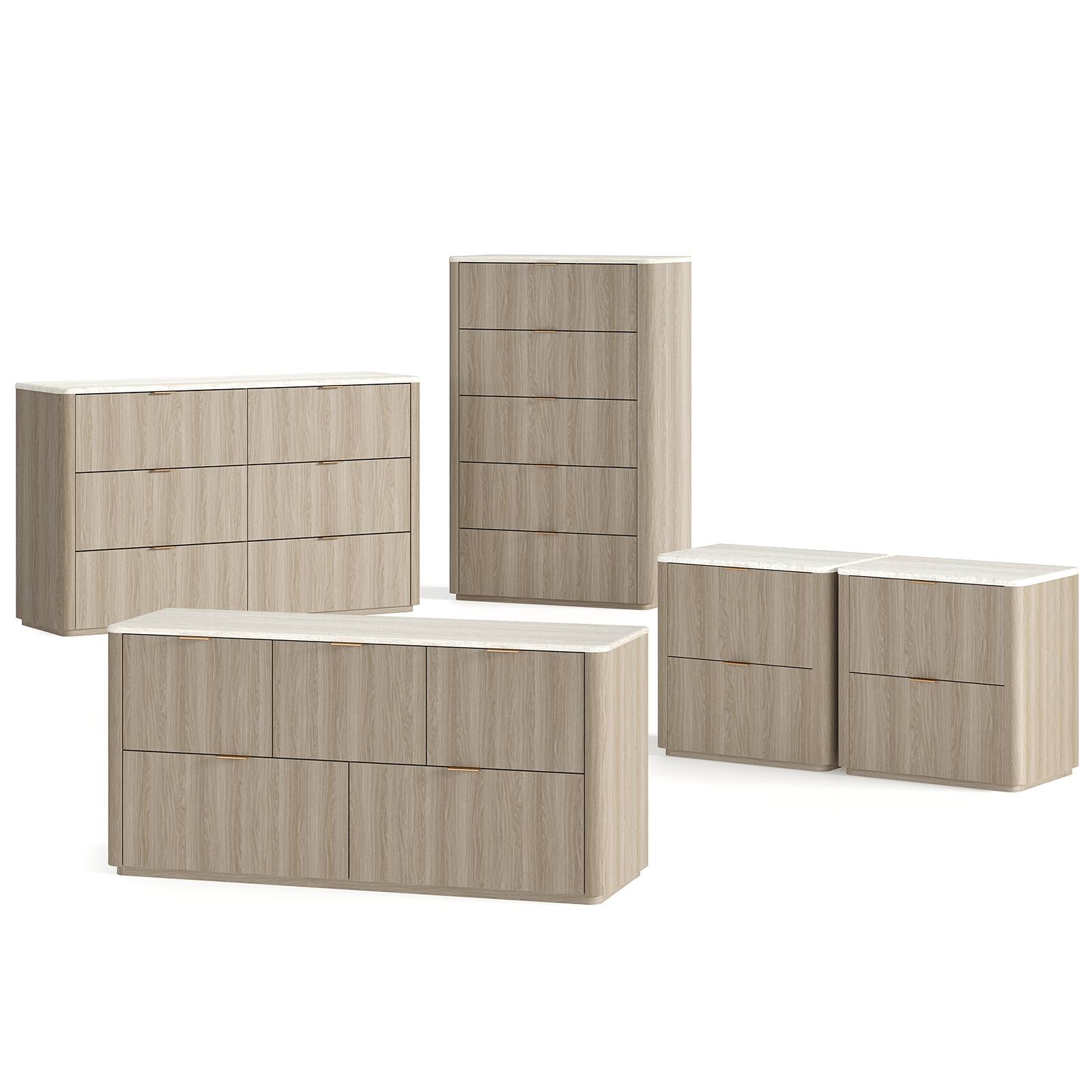 Alt View 6. ModernMate - 53.94" Modern 6 Drawers Dresser Faux Travertine Dresser Chest for Bedroom Living Room - Natural Grey.