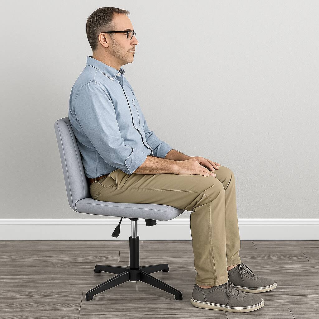 Angle. Hivvago - Swivel Cross-Legged Desk Chair without Wheels for Home or Office - Gray + Black.