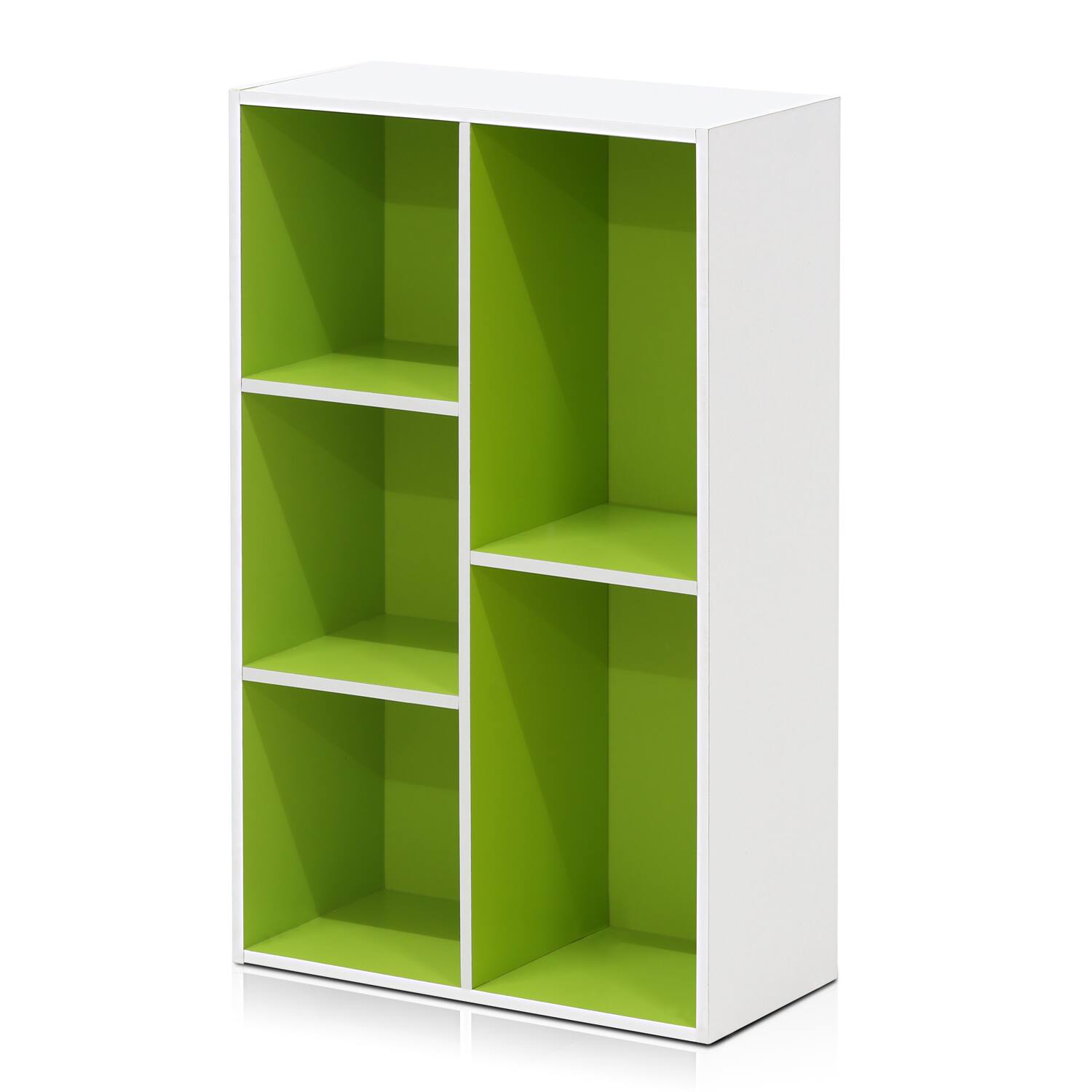Angle. HOMLUX - HOMLUX 5-Cube 31.5" Wooden Reversible Open Bookcase for Office, Living Room, White & Gray - Gray, White.