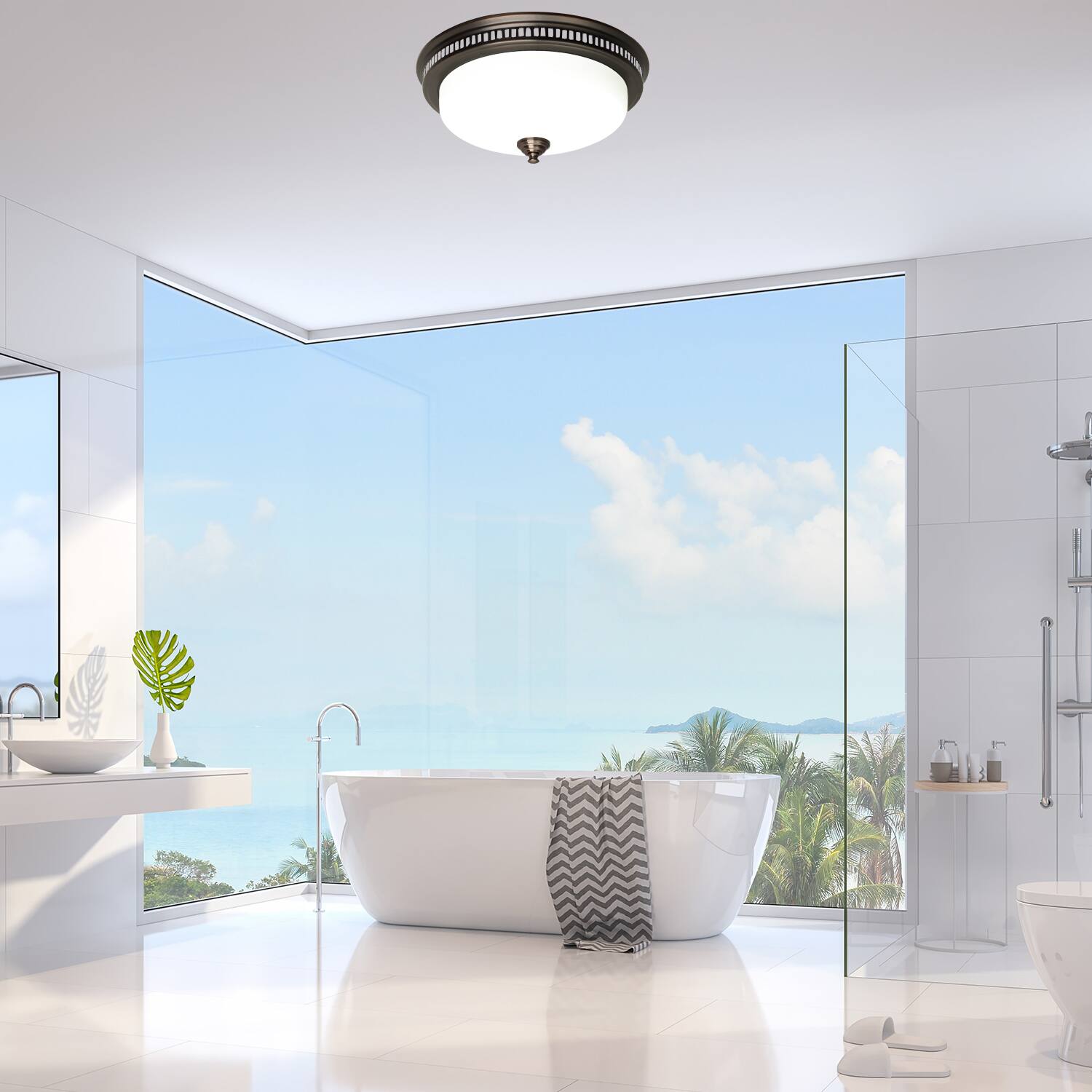 Alt View 4. Akicon - 1.5-Sone 110-CFM Oil-Rubbed Bronze Decorative Lighted Bathroom Fan - Oil Rubbed Bronze.