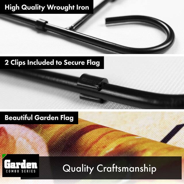 - High Quality Wrought Iron
- 2 Clips Included to Secure Flag
- Beautiful Garden Flag
- Quality Craftsmanship

Garden COMBO SERIES