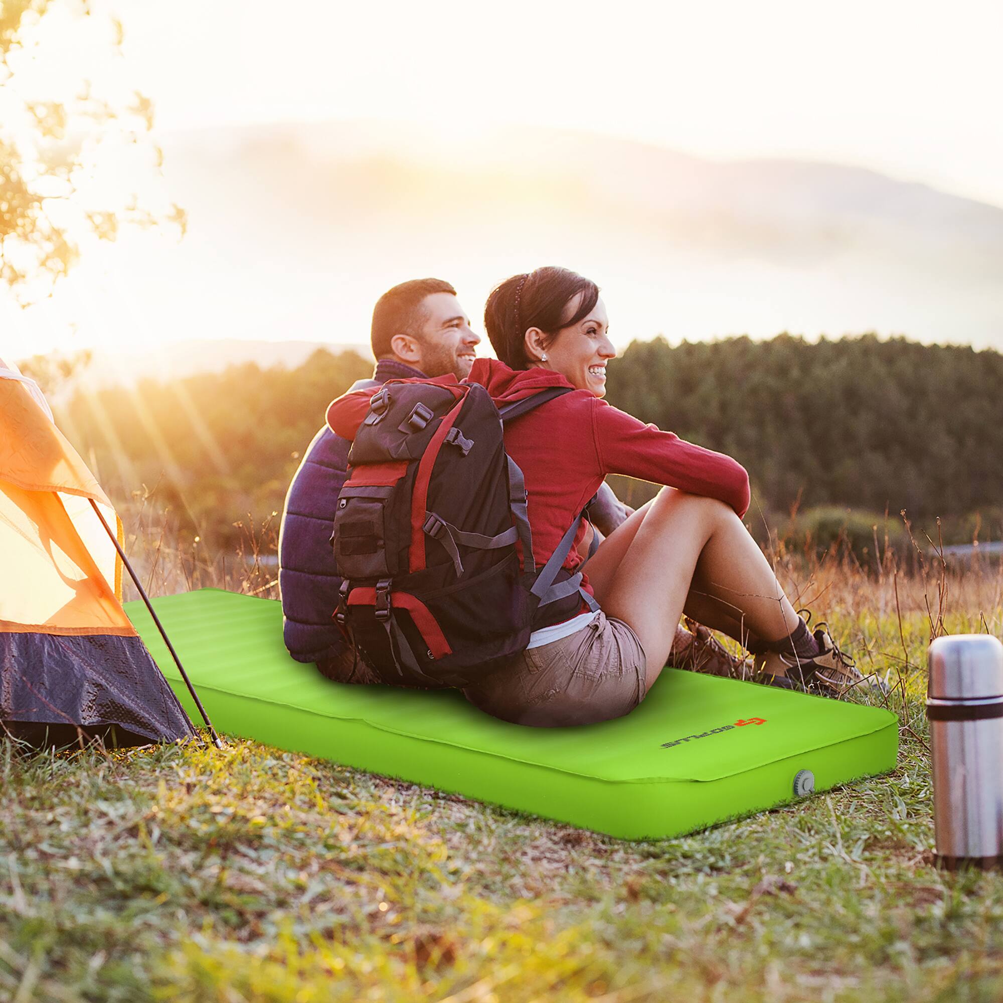 Alt View 1. Costway - Costway Folding Sleeping Pad, Self Inflating Camping Mattress with Carrying Bag Green - Green.