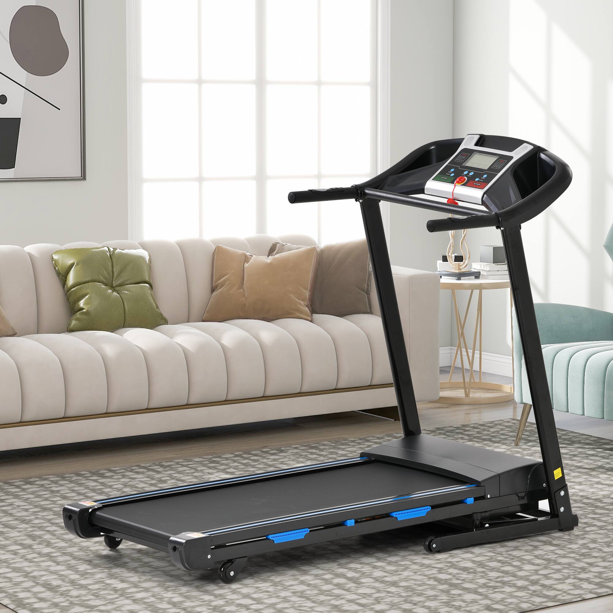 Alt View 7. Chateau Abodes - Treadmills for Home, 3.5HP Electric Folding Treadmill with Automatic Incline, Double Deck Shock Absorption - Black.