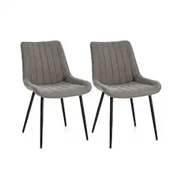 Kadyn - Dining Chairs, Kitchen Chairs Trattoria Chairs,Faux-Leather Fabric Dining Chair Set of 2 with Metal Legs and Padded - Gray