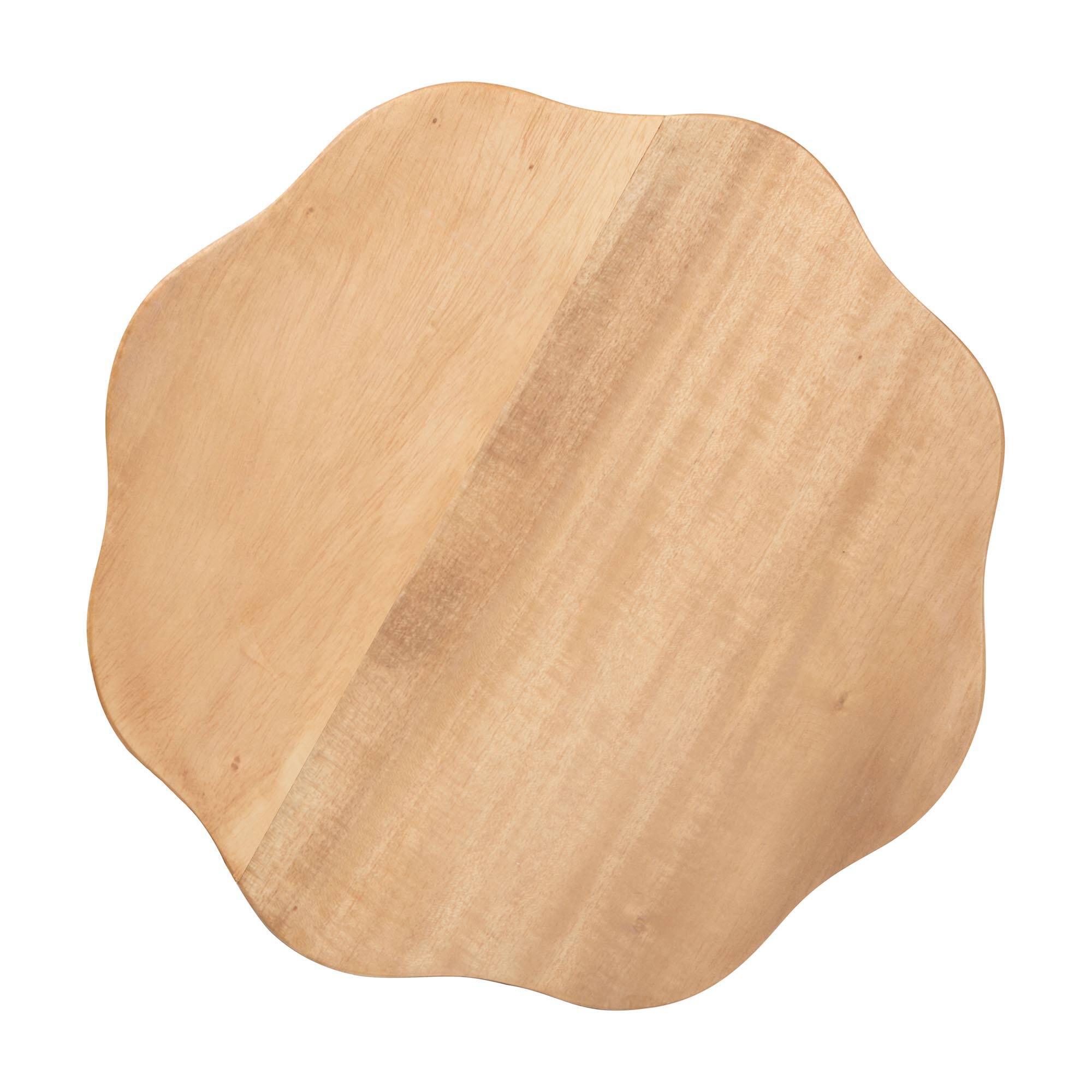 Alt View 1. bali & pari - Sino Acacia Wood Multipurpose Accent Stool - Sculptural End Table with Wavy Tripod Base - Natural Brown.