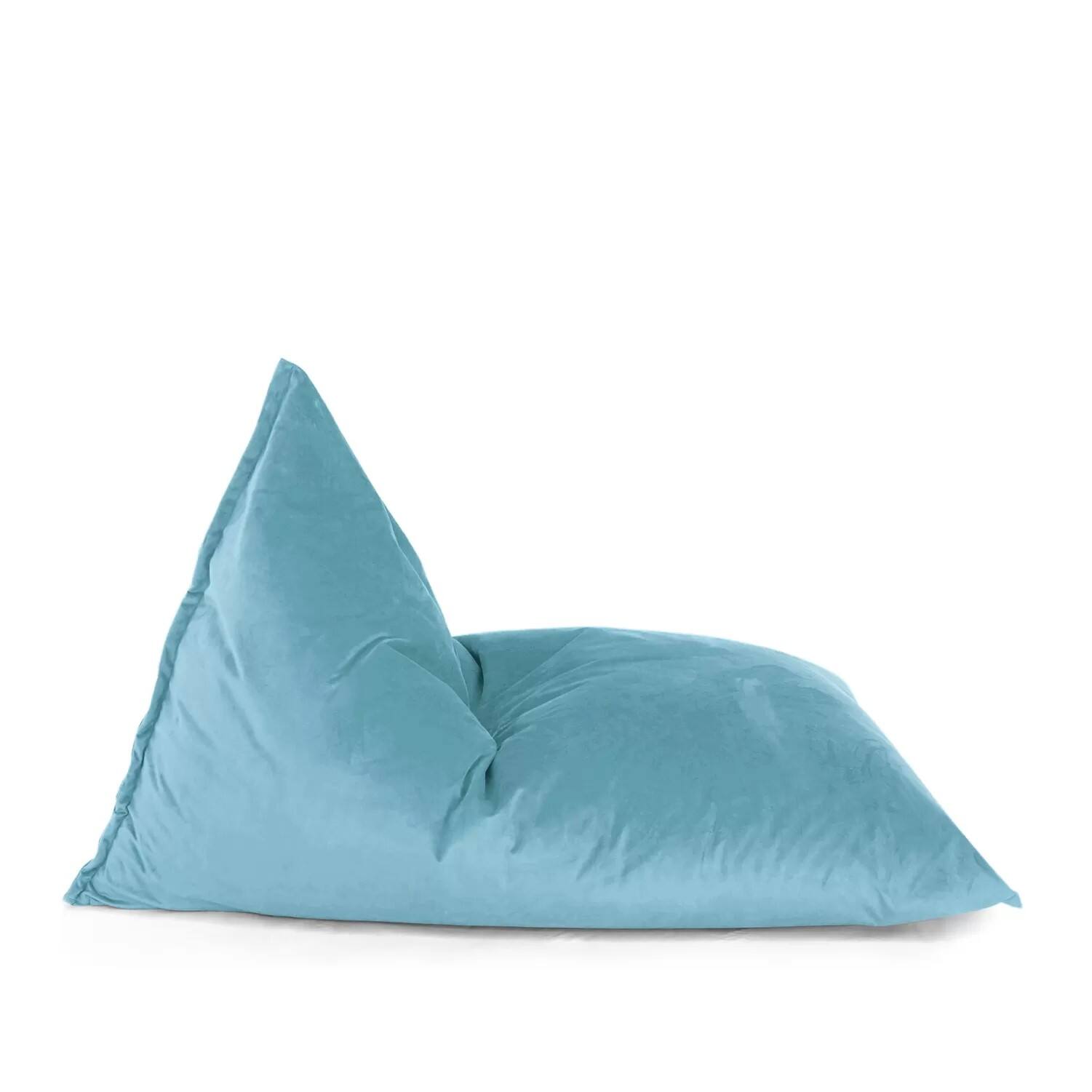 Front. Lotus Lounge Chair - Large Ecogami Velvet Bean Bag Cover - 59" x 43.25" - Mint Blue - Blue.