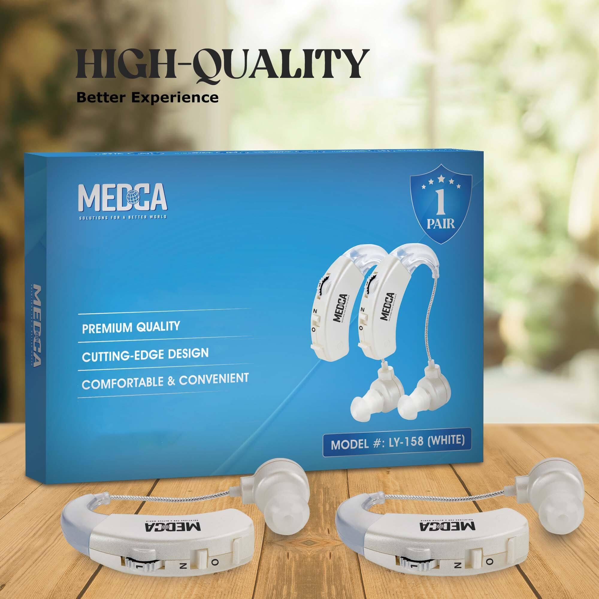 HIGH-QUALITY  
Better Experience  

MEDCA  
SOLUTIONS FOR A BETTER WORLD  

PREMIUM QUALITY  
CUTTING-EDGE DESIGN  
COMFORTABLE & CONVENIENT  

1 PAIR  

MODEL #: LY-158 (WHITE)