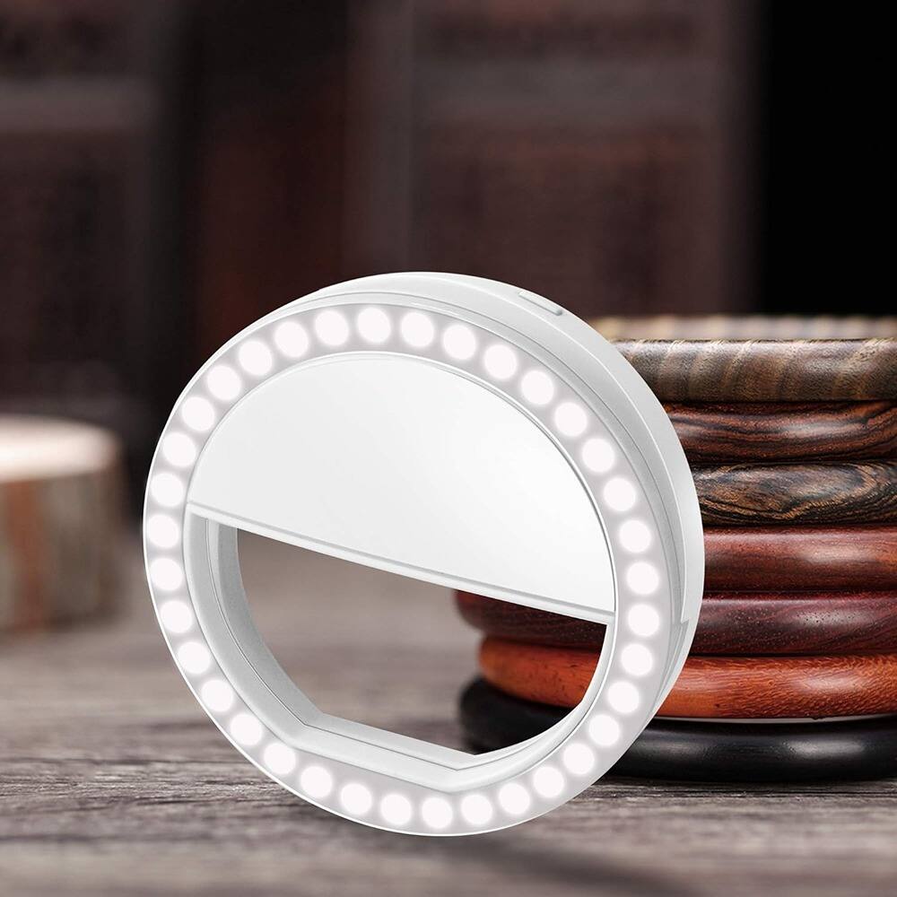 Back. Schertz - Rechargeable Selfie Ring Light, Portable Clip-on with 36 LED.