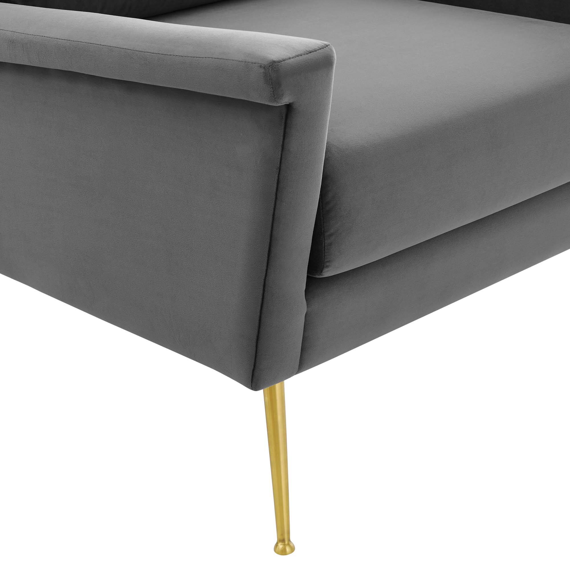 Alt View 4. Modway - Chesapeake Performance Velvet Armchair by Modway - Gold Gray.