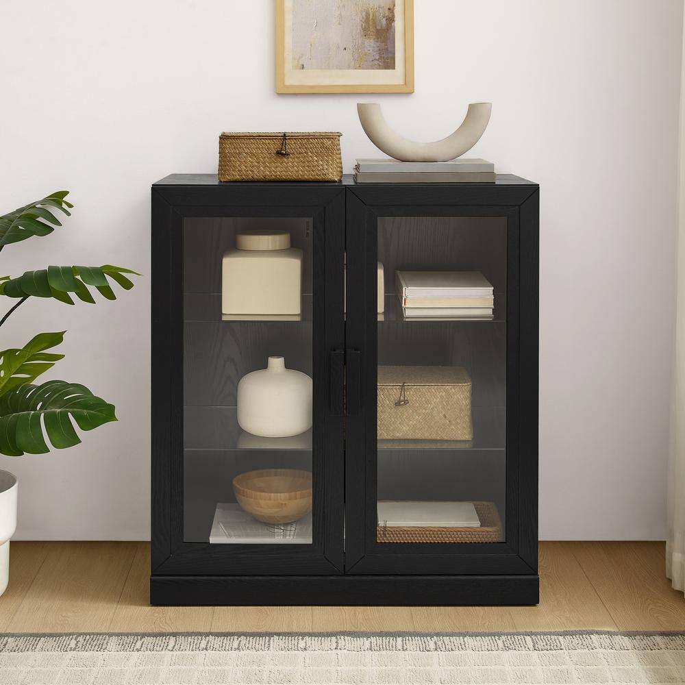 Alt View 6. Crosley Furniture - Essen Stackable Glass Door Kitchen Pantry Storage Cabinet - Black.