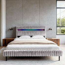 OURVO - Queen Neo Bed Frame, Cord - Frost Gray