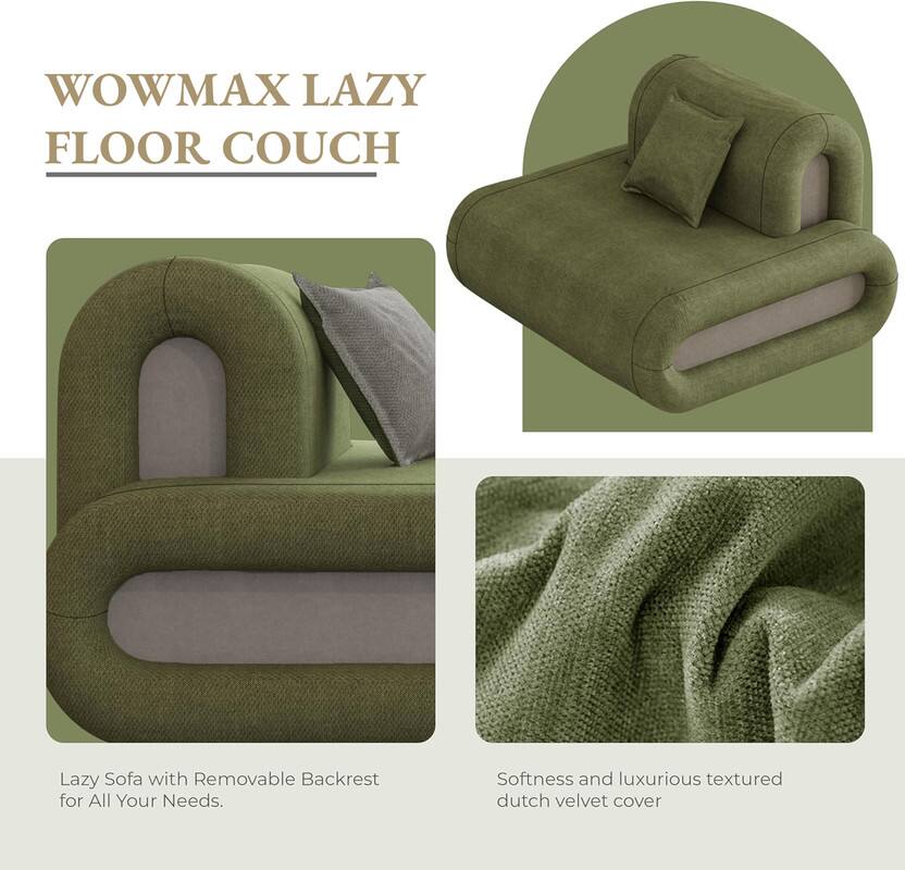 WOWMAX LAZY FLOOR COUCH

Lazy Sofa with Removable Backrest for All Your Needs.

Softness and luxurious textured dutch velvet cover
