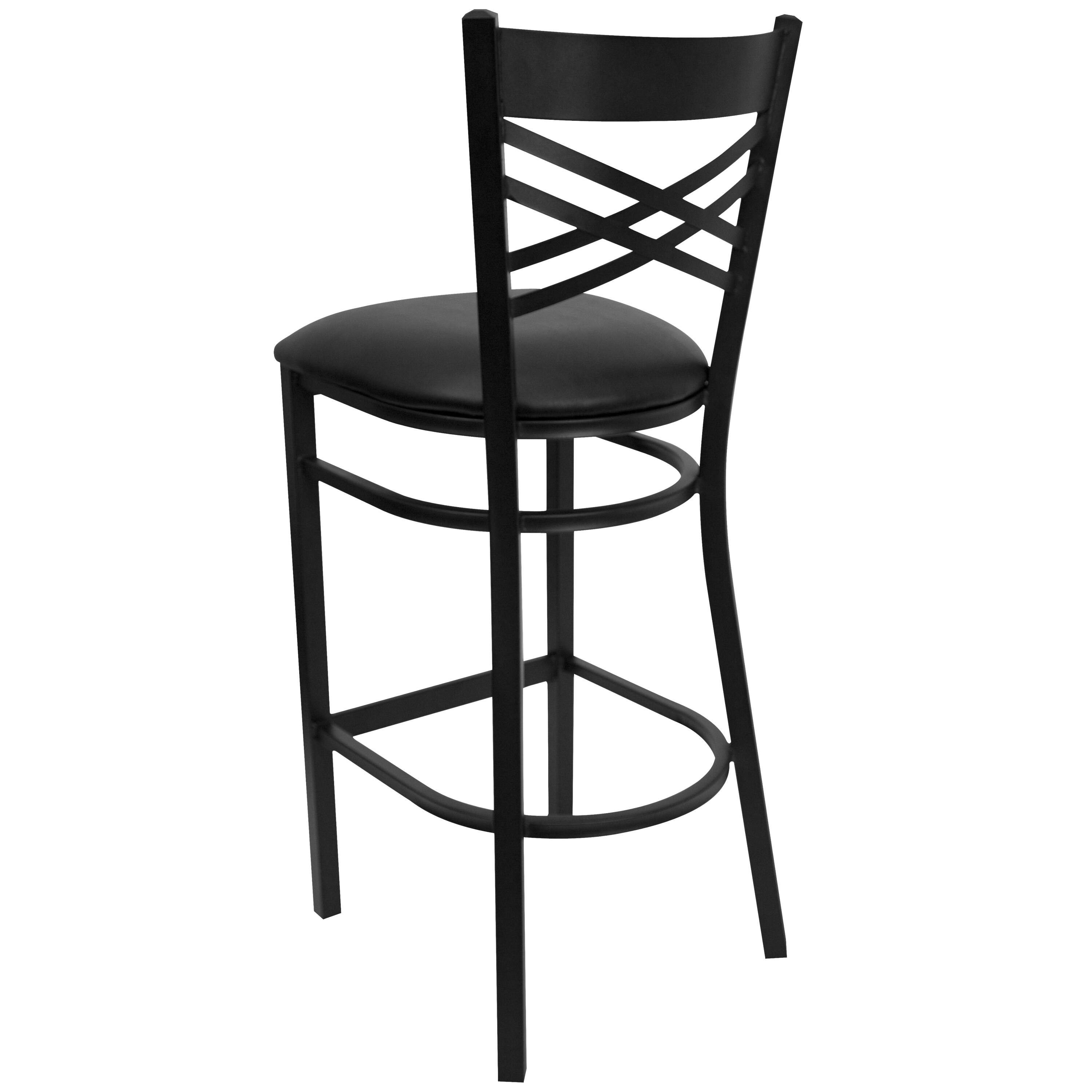 Alt View 5. Emma + Oliver - "X" Back Metal Restaurant Dining Barstool - Black Vinyl Seat/Black Metal Frame.