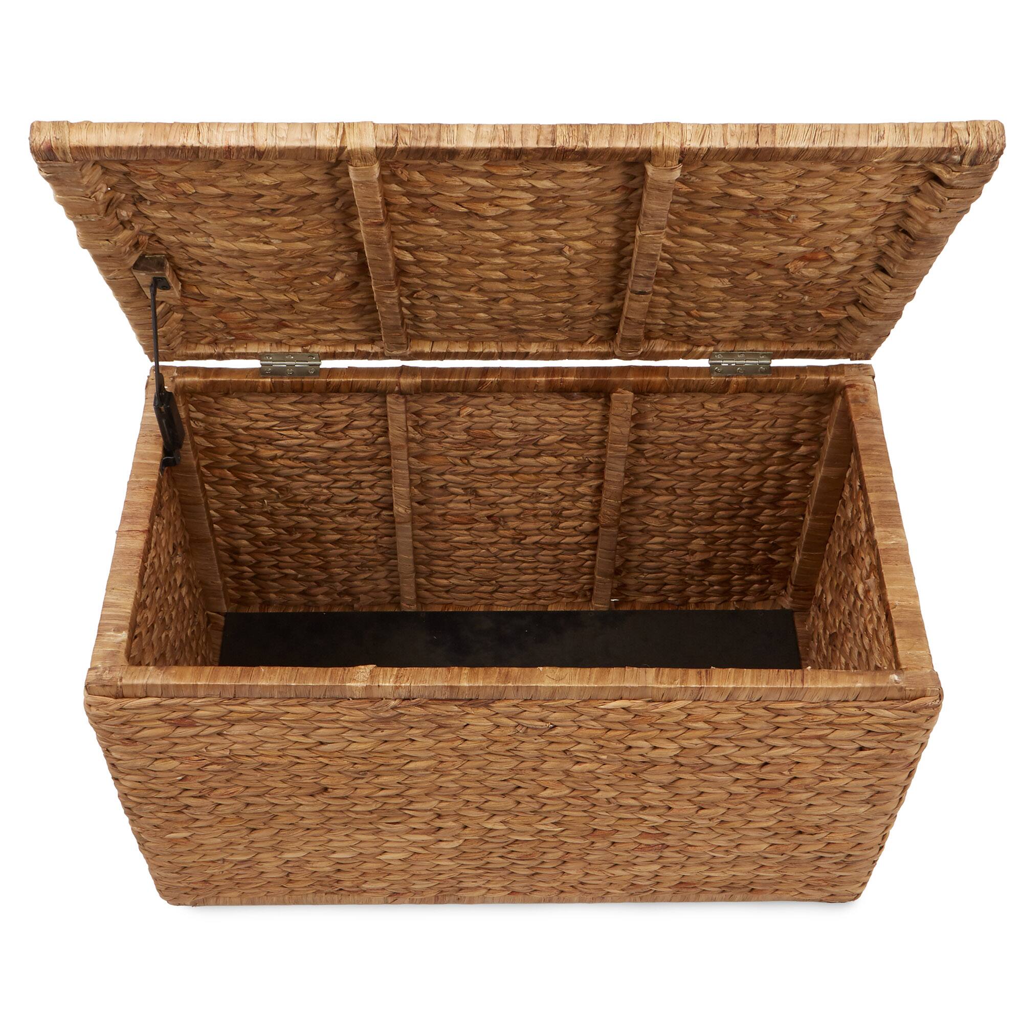 Alt View 4. Casafield - 30-in Storage Chest Trunk w Curved Lid - Safety Hinge - Water Hyacinth - Cinnamon.