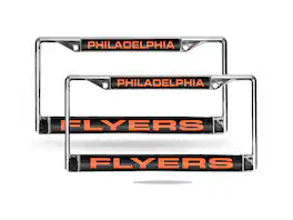 Rico Industries - Philadelphia Flyers NHL Chrome Metal Laser License Plate Frame - Set of 2 Frames - Multi