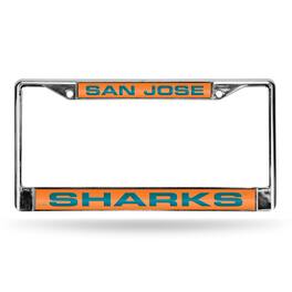 Rico Industries - San Jose Sharks NHL Chrome Metal Laser Cut License Plate Frame - Multi
