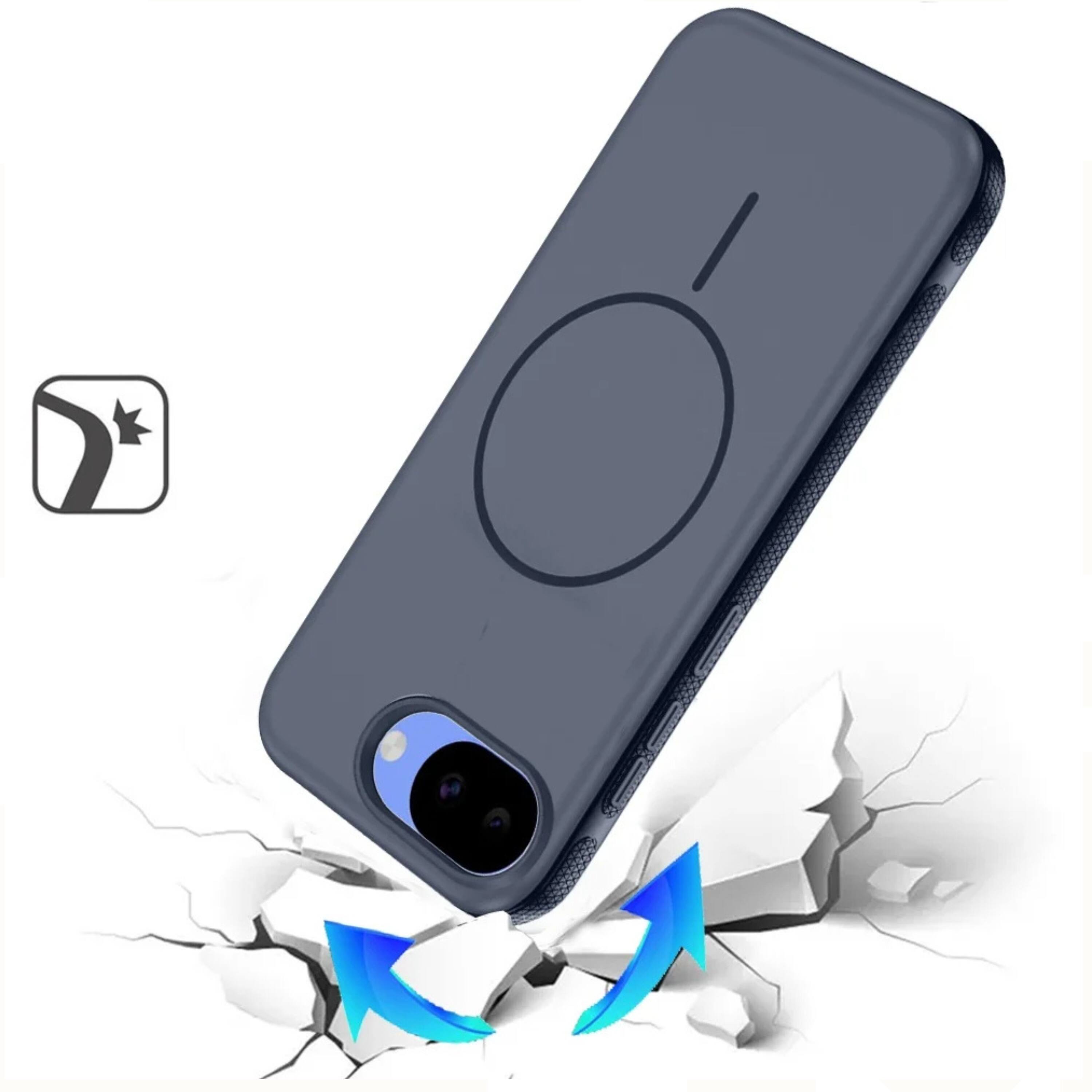 Left. Kitcheniva - Rugged Side Grip Magnetic Circle With Tempered Glass For Google Pixel 10a Case Navy Blue - Navy.