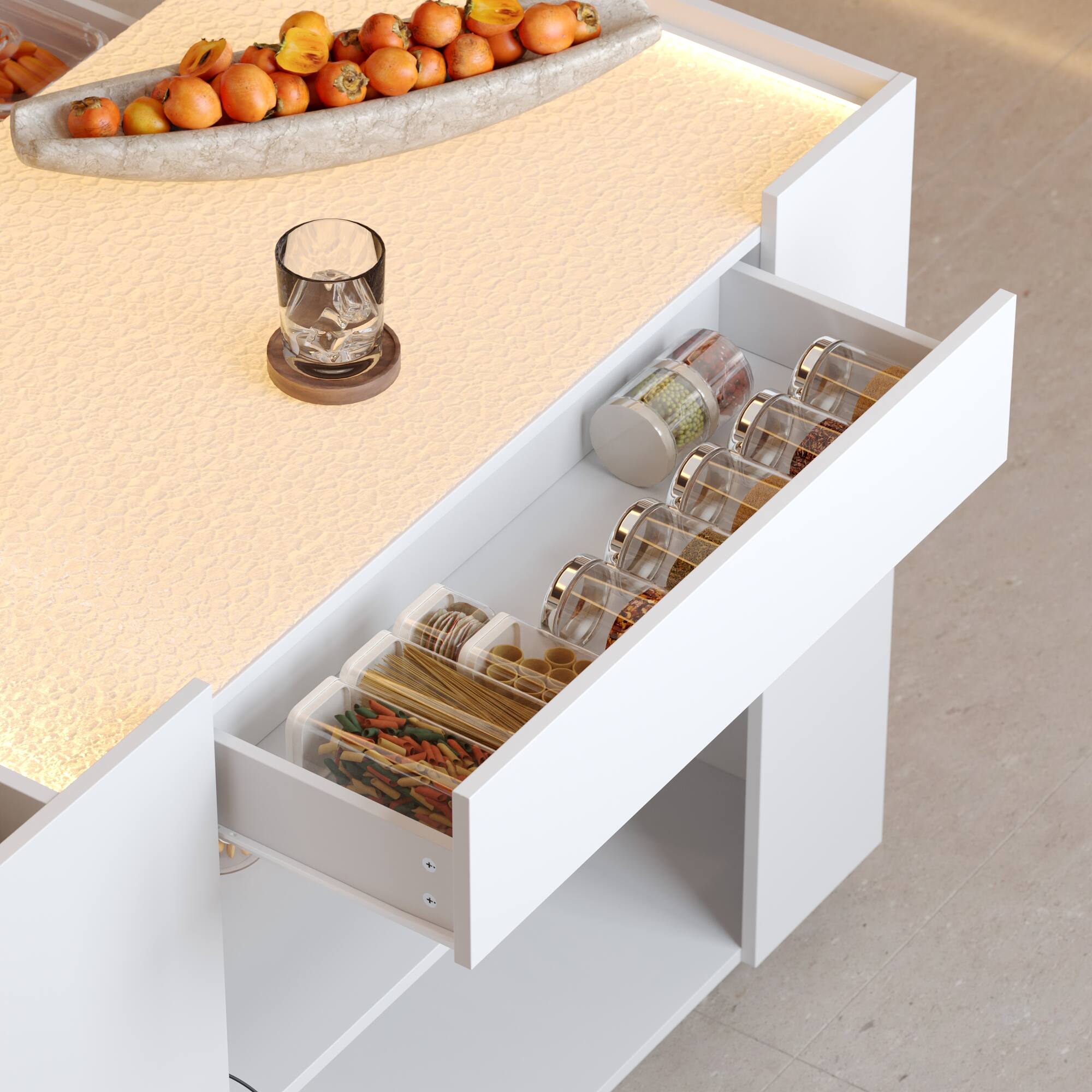 Alt View 7. Famapy - Famapy Mobile Kitchen Island Cart: Flexible Storage for Modern Spaces - White.