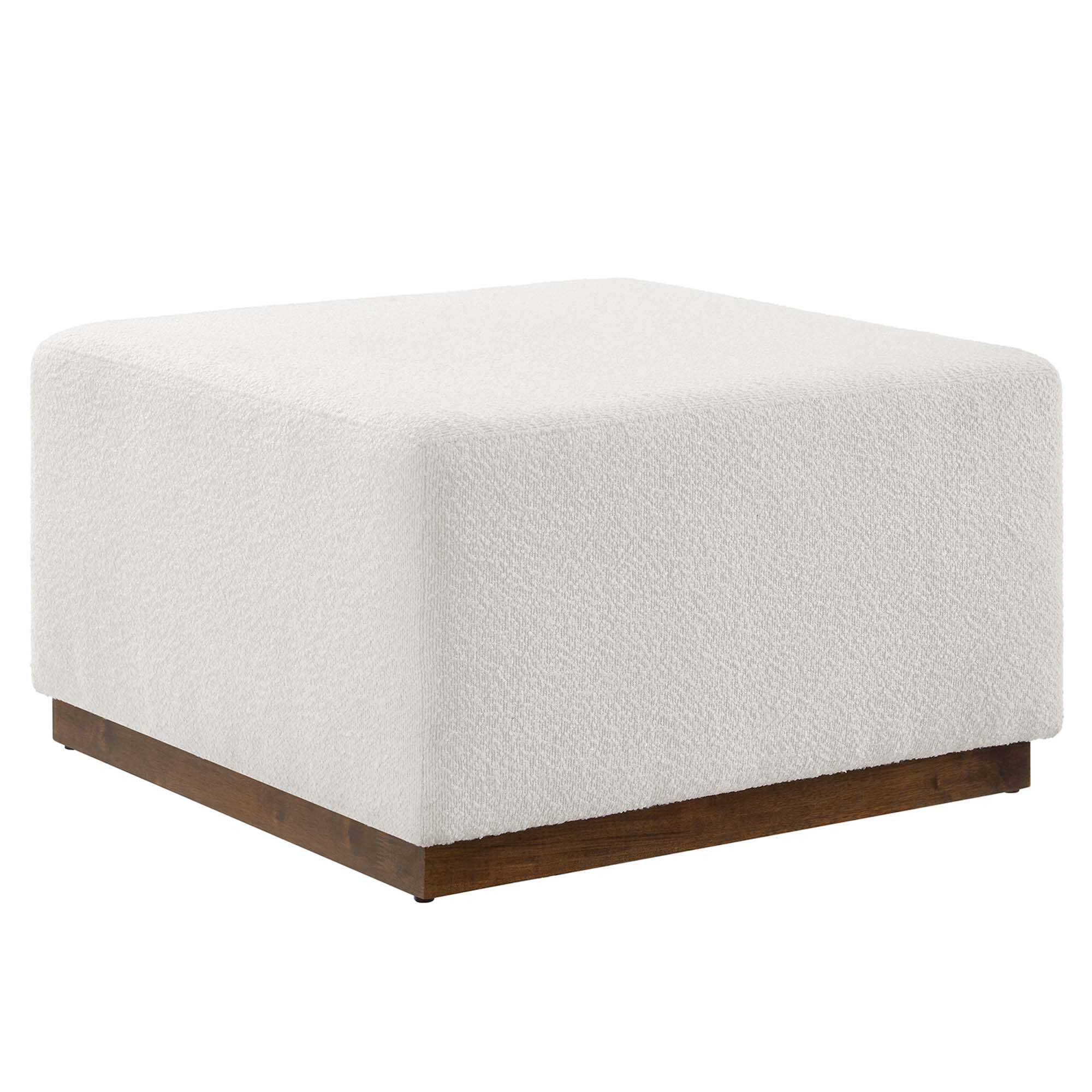 Angle. Modway - Tilden Large 28" Square Boucle Upholstered Ottoman by Modway - Cloud Walnut.