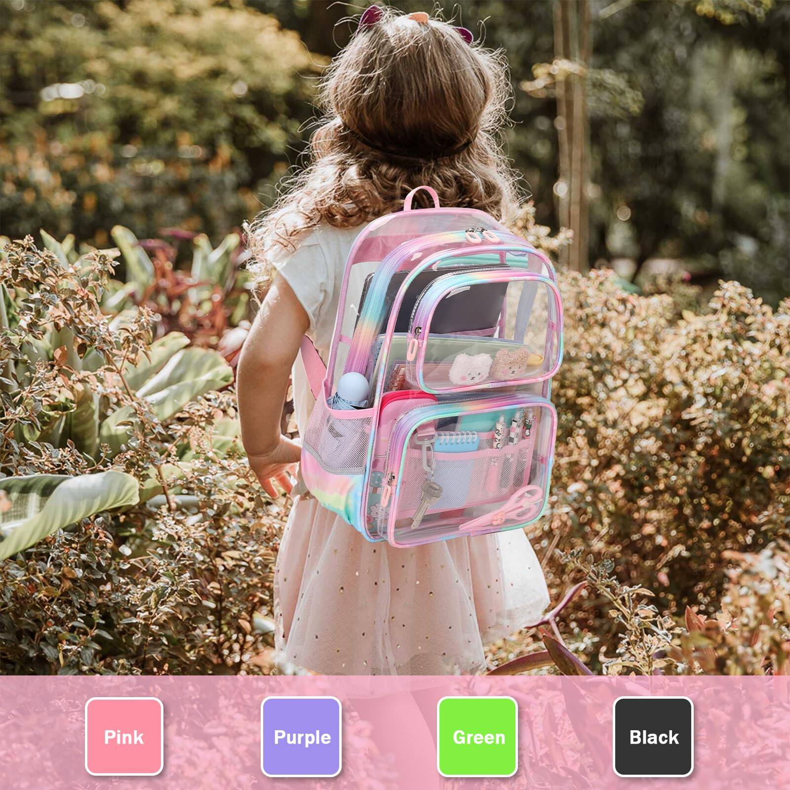 Alt View 3. Pacoar Cade - Pink Clear Backpack For Heavy Duty Bookbag  See Through School Stadium Events And Concert Transparent Backpacks - Purple.