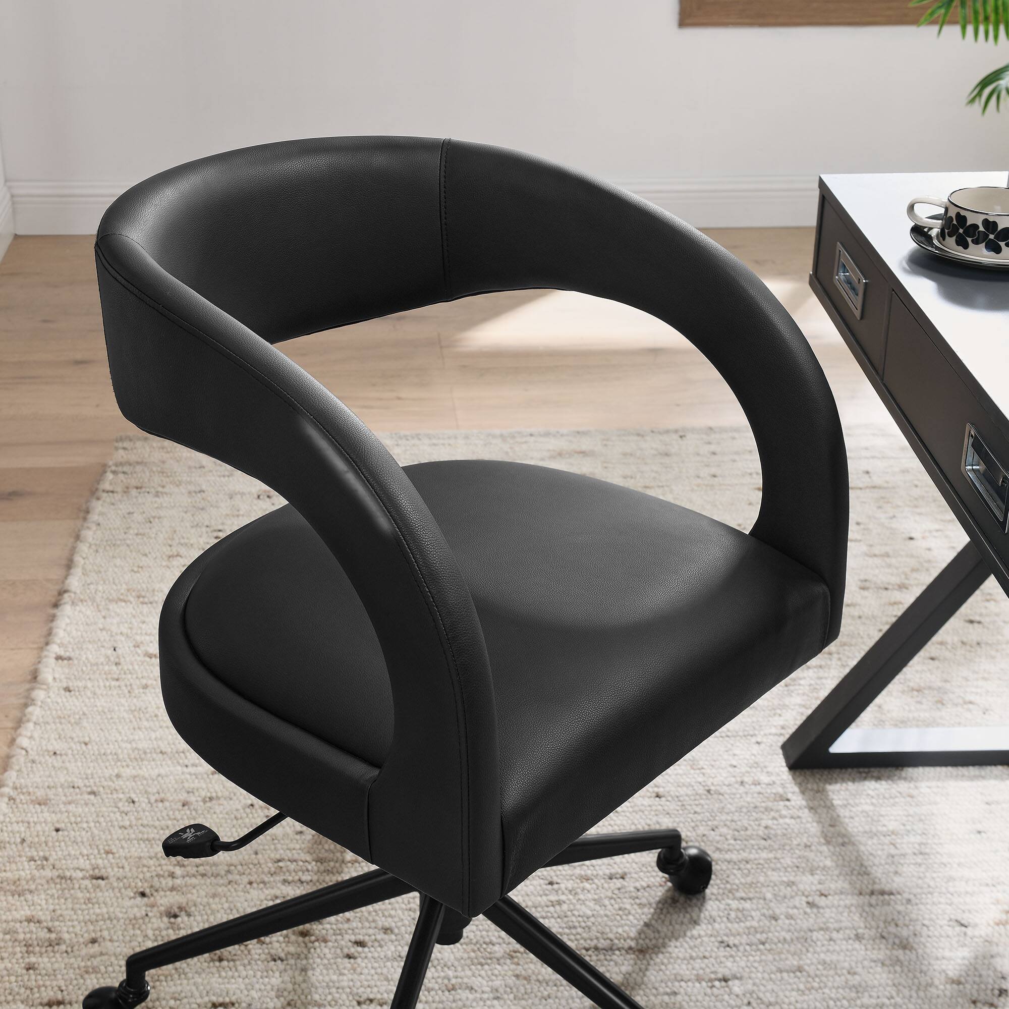 Alt View 6. Modway - Pinnacle Vegan Leather Office Chair by Modway - Black.
