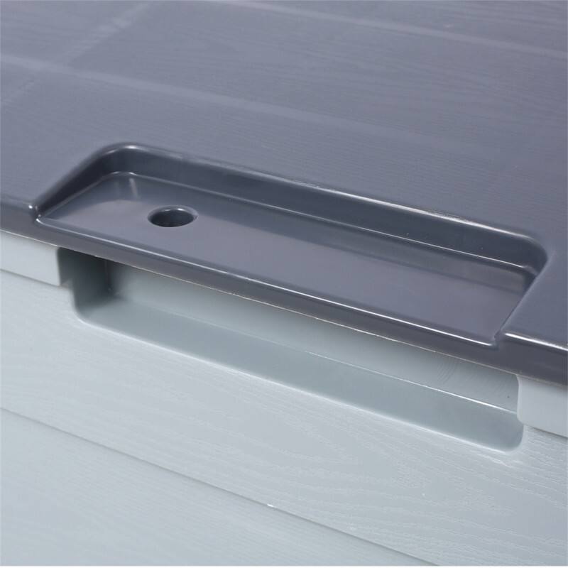 Alt View 4. HTUTWOO - Pool Deck Box Storage - 75 Gallon Resin Deck Box with Wheels, Waterproof Organization and Storage for Tools Pool Toys - Gray.