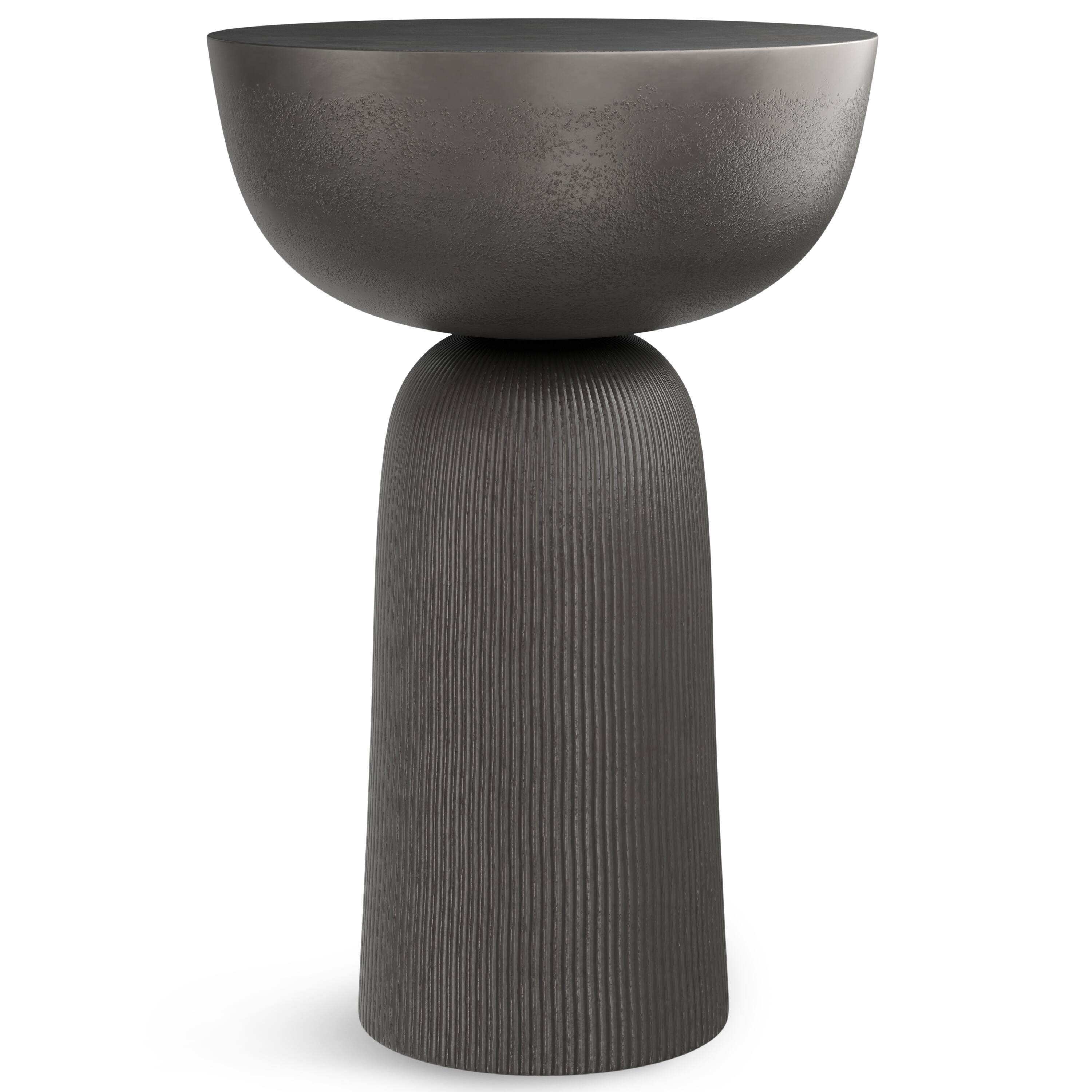 Front. Simpli Home - Hughes Contemporary 14 inch Wide Cast Aluminum Side Table in Black Nickel, Fully Assembled - Black Nickel.