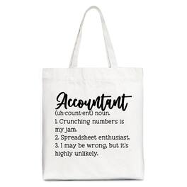 OrnamentallyYou - Accountant Definition Canvas Tote Bag, Finance Office Employee Gift Shopper - White