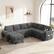 Alt View 3. Dyonery - 110" Modular 7 Seat L Shaped Couch with Reclining Backrest|USB Ports|Cup Holders|Side Table|Storage Chaise Armrests - Grey.