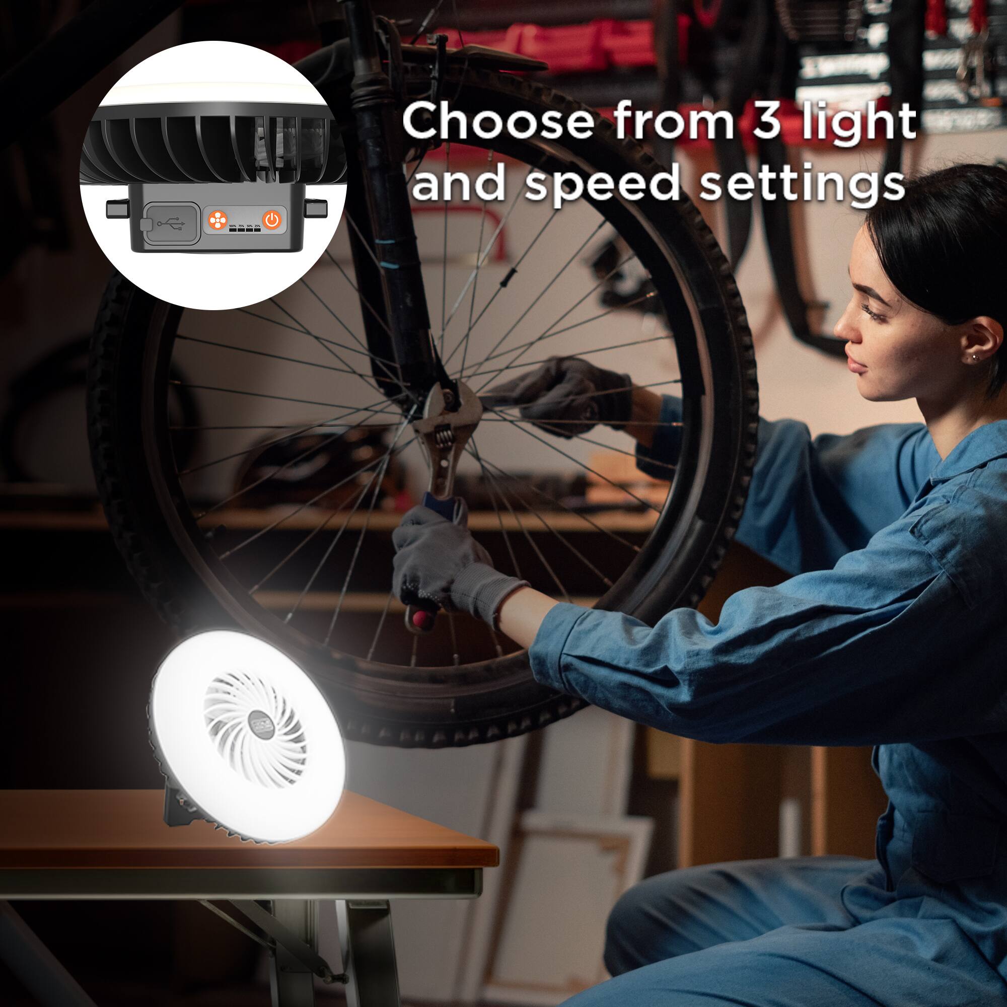 Choose from 3 light and speed settings