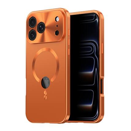 Front. UUCOVER - Magnetic Full Body Case for iPhone 18 Pro Max Built-in Privacy Screen Protector Metal Compatible with MagSafe Cover - Orange.